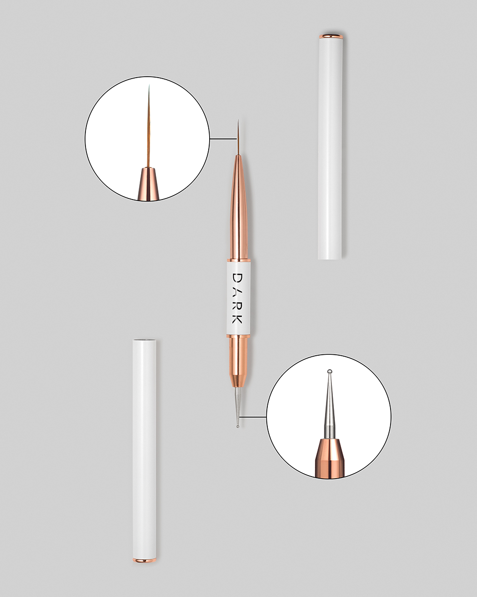 DARK pincel duplo branco (liner 13 mm + dots 1,2 mm)