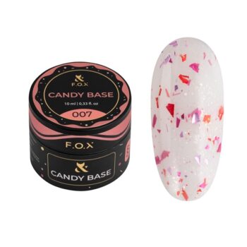 F.O.X Candy Base 007, 10 ml – base colorida com folha e glitter