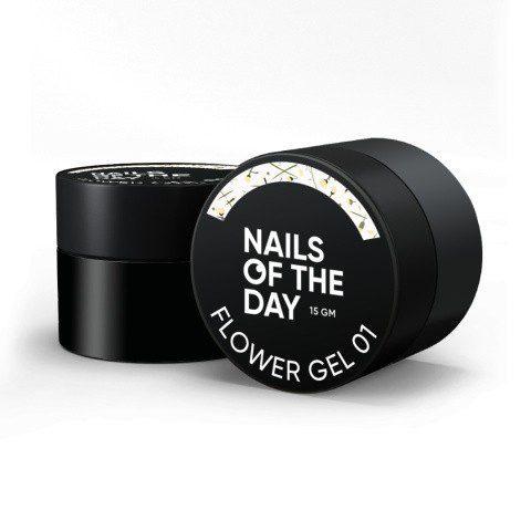 NAILSOFTHEDAY Flower Gel 01 – transparente com flores, 15 ml