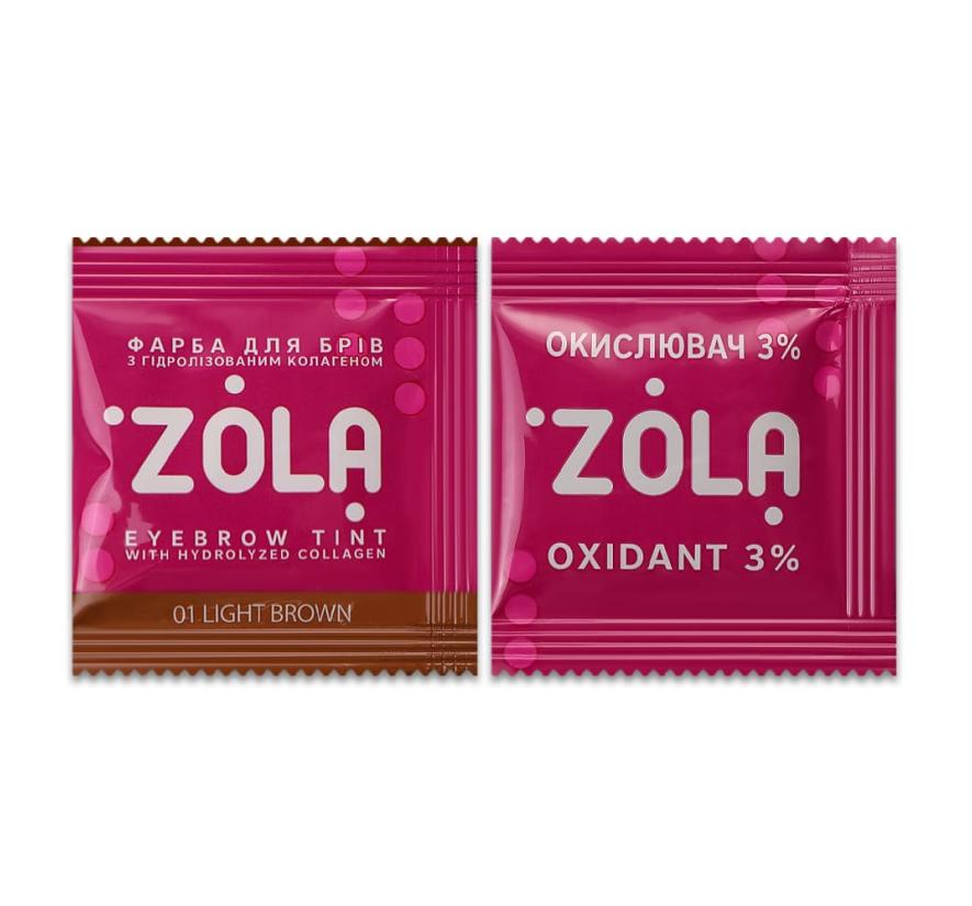 ZOLA Brow Tint 01 Light Brown – conjunto: tintura 5 ml + oxidante 5 ml