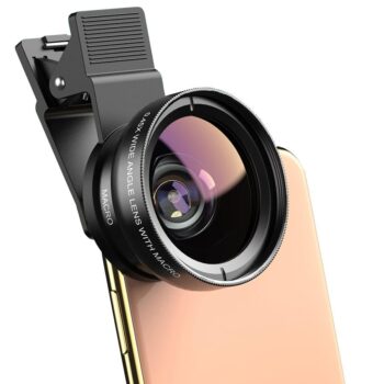 Lente grande angular para telemóvel 2 em 1