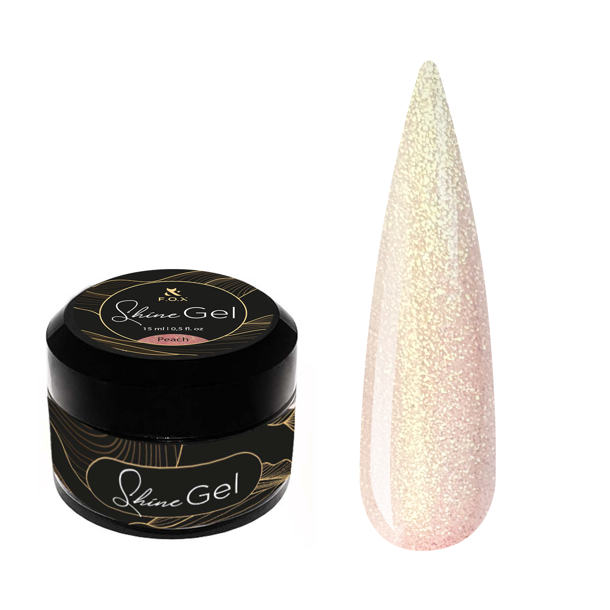 F.O.X Shine Gel Peach, 15 ml – gel com glitter fino
