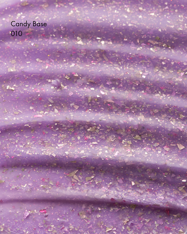 F.O.X Candy Base 010, 10 ml – base colorida com folha e glitter (roxo) - Image 2