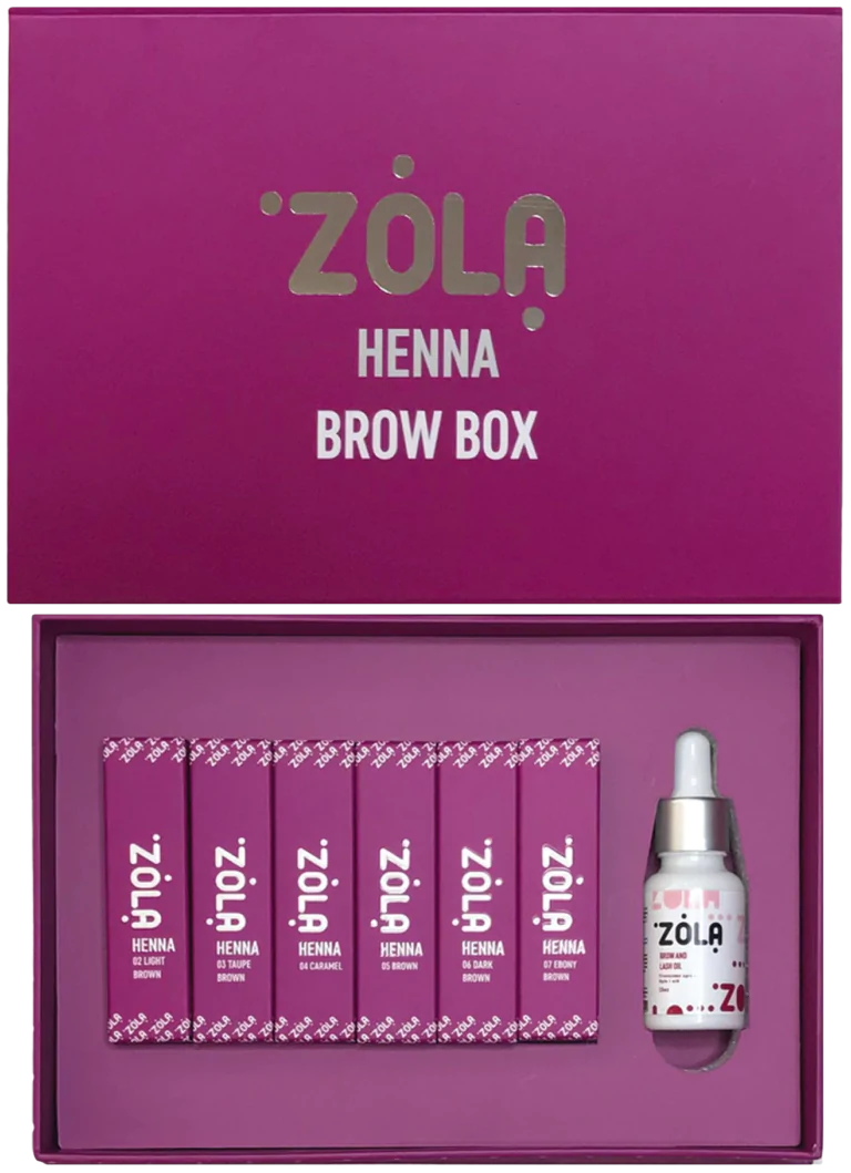 ZOLA Henna Brow Box – kit de henna para sobrancelhas e pestanas 5 g