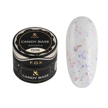 F.O.X Candy Base 006, 10 ml – base colorida com folha e glitter
