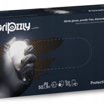 Luvas de nitrilo GRIPZZLY pretas sem pó S – reforçadas, 50 un.