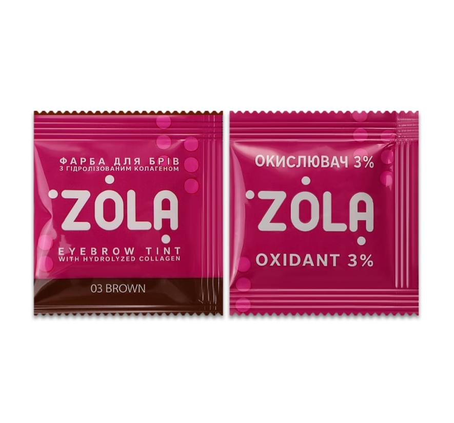 ZOLA Brow Tint 03 Brown – conjunto: tintura 5 ml + oxidante 5 ml