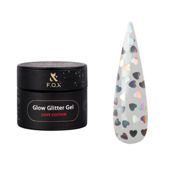 F.O.X Glow Glitter Gel Love Edition 014, 5 ml – gel com corações holográficos