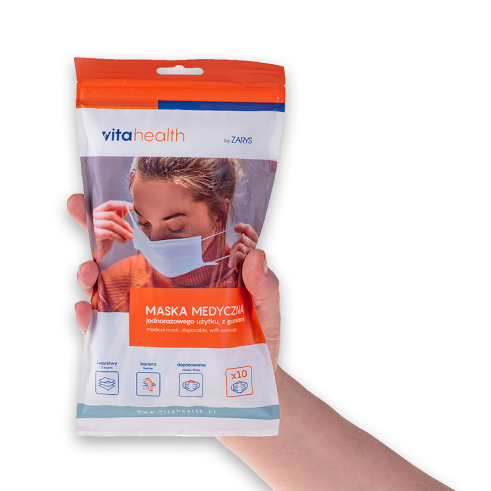 Máscara médica Vitahealth branca com elásticos, 10 un. - Image 2