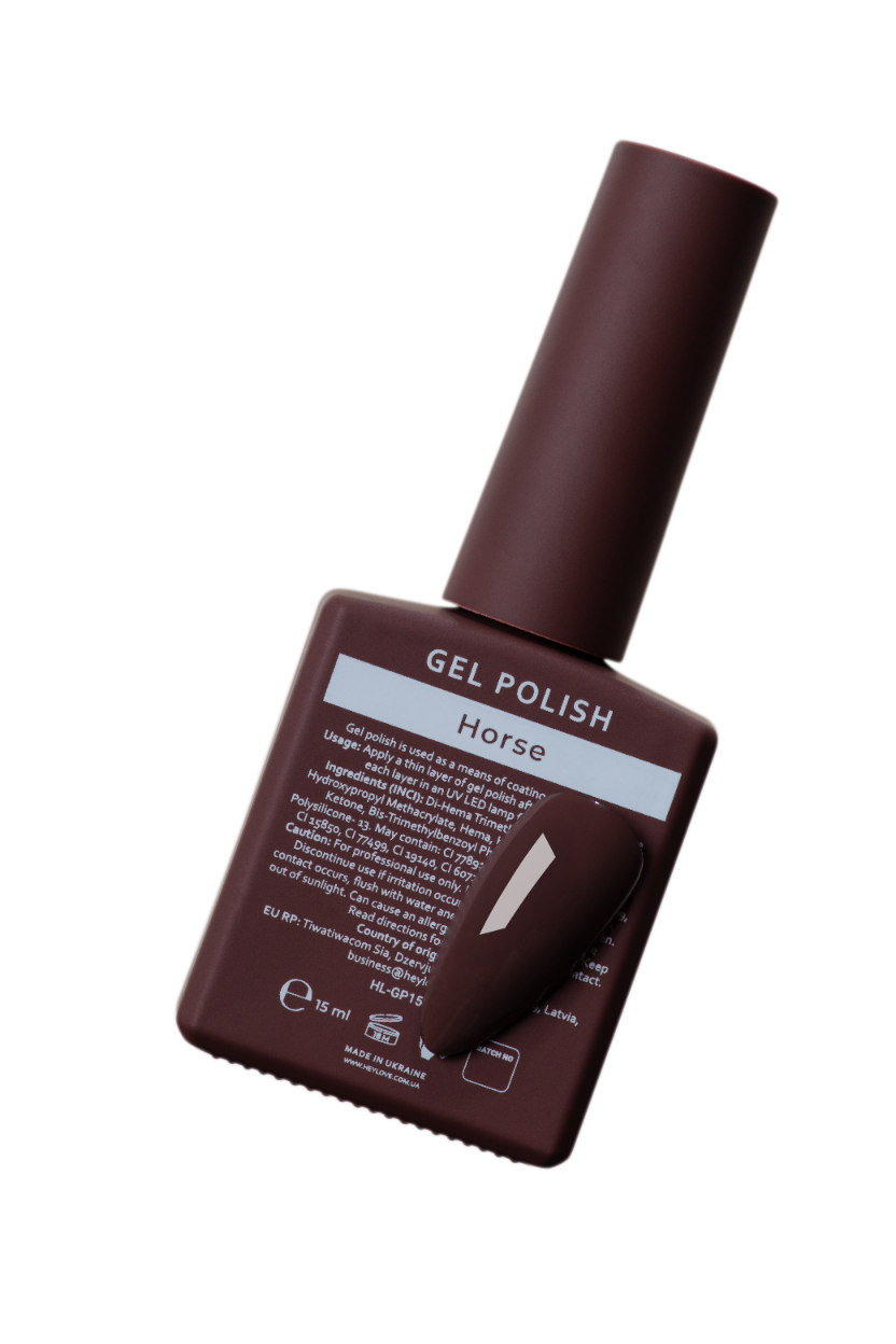 HEYLOVE Gel Polish Horse, 15 ml - verniz gel castanho-escuro - Image 2