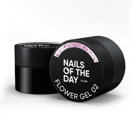 NAILSOFTHEDAY Flower Gel 02 – rosa com flores, 15 ml