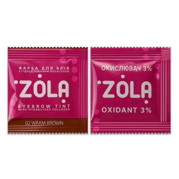 ZOLA Brow Tint 02 Warm Brown – conjunto em saquetas + oxidante 3%