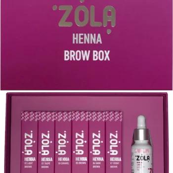 ZOLA Henna Brow Box – kit de henna para sobrancelhas e pestanas 10 g