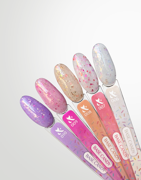 F.O.X Candy Base 006, 10 ml – base colorida com folha e glitter - Image 3