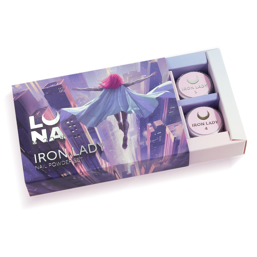 LUNAmoon IRON LADY Nail Powder Set – 6 un. pós metálicos