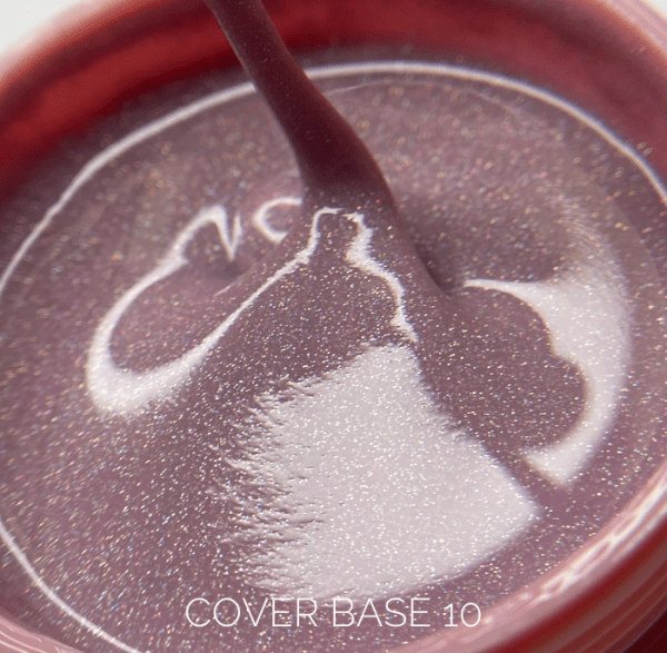 Base de Verniz de Gel Luna Cover Base 10, 30 ml — base rosa com glitter - Image 3