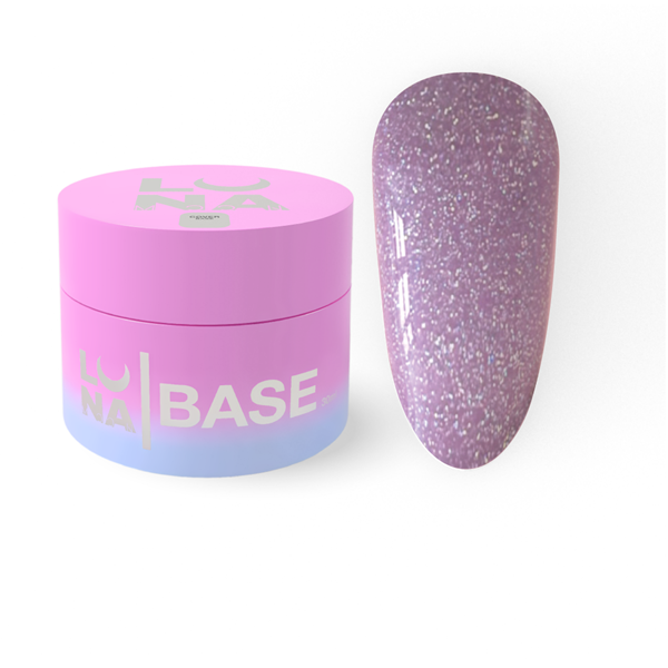 Base de Verniz de Gel Luna Cover Base 10, 30 ml — base rosa com glitter