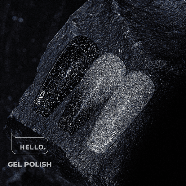 HEYLOVE Gel Polish SPACE, 15 ml - verniz preto refletor (flash) - Image 2
