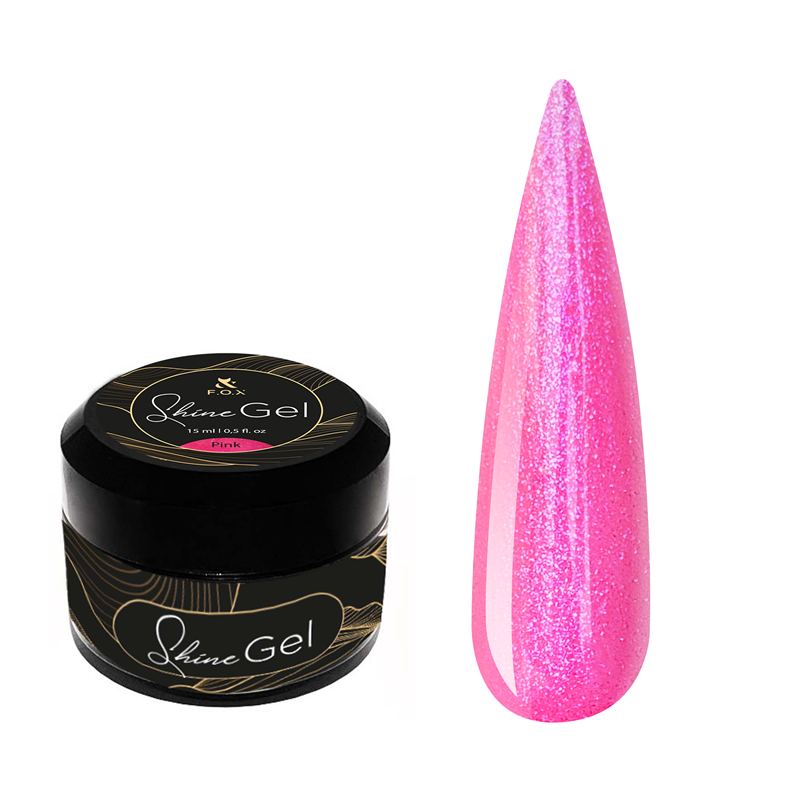 F.O.X Shine Gel Pink, 15 ml – gel com glitter fino