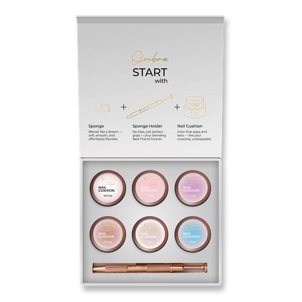 HEYLOVE Nail Cushion Set “WHITE” – conjunto para ombré e pintura, 6 un.