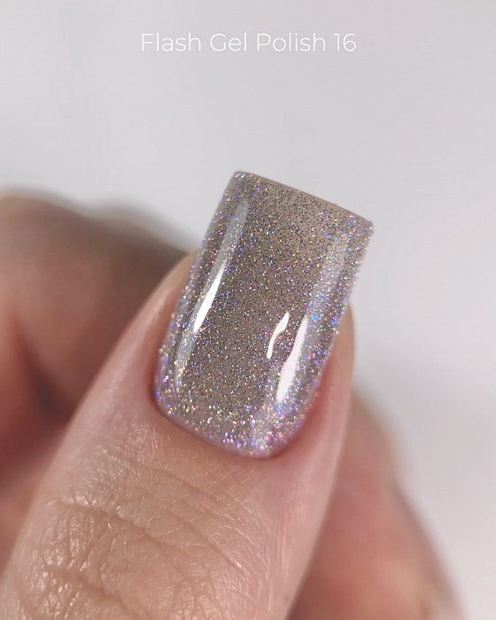 Dark Gel Polish Flash 16, 10 ml – verniz híbrido com efeito flash (prateado-lilás)